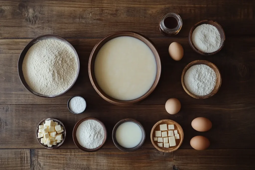 Chimney cake ingredients neatly arranged