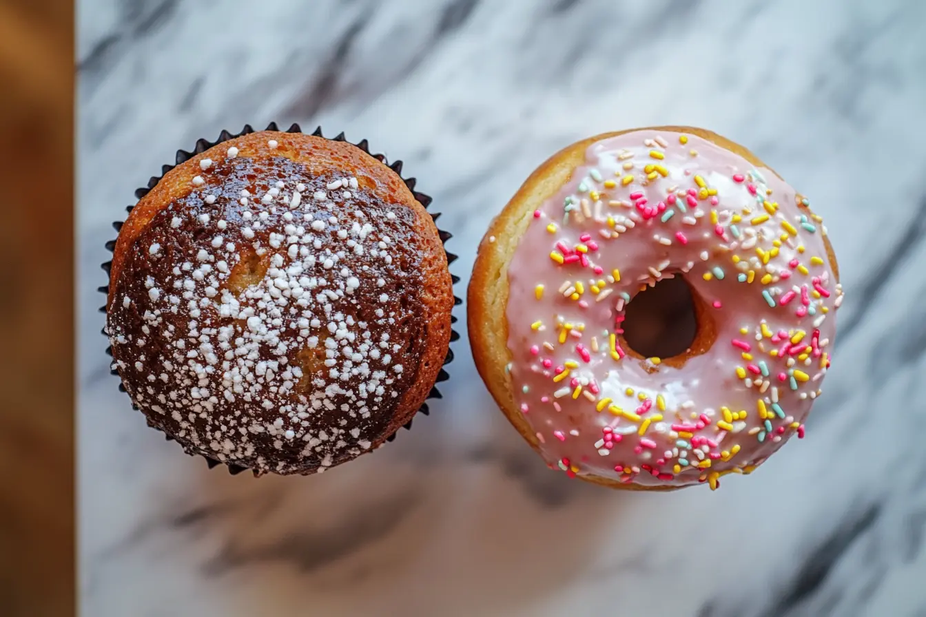 What has more sugar muffin or donut?